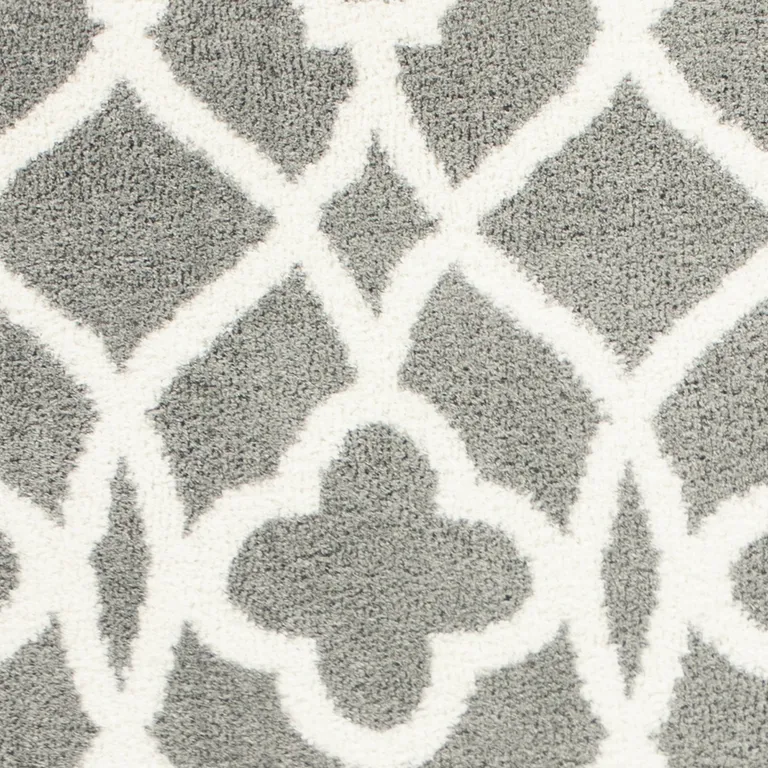 Grey Ivory Machine Woven Ogee Indoor Area Rug Photo 2