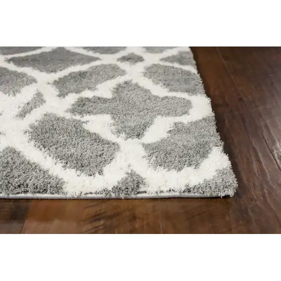 Grey Ivory Machine Woven Ogee Indoor Area Rug Photo 4