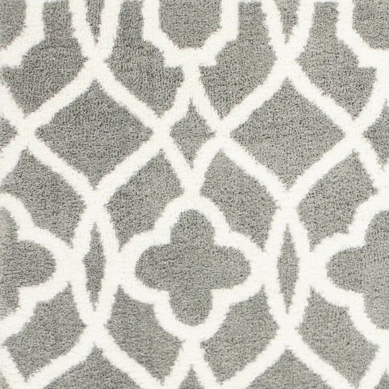 Grey Ivory Machine Woven Ogee Indoor Area Rug Photo 3