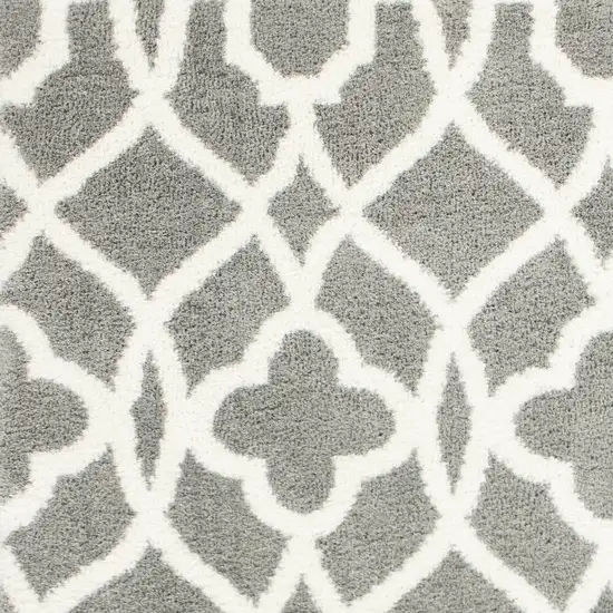 Grey Ivory Machine Woven Ogee Indoor Area Rug Photo 3