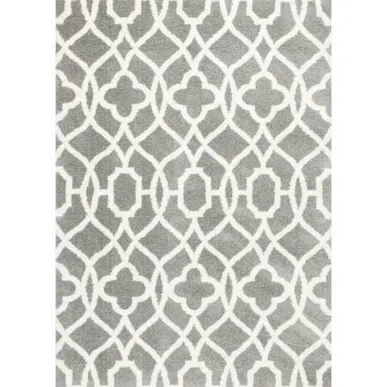 Grey Ivory Machine Woven Ogee Indoor Area Rug Photo 1