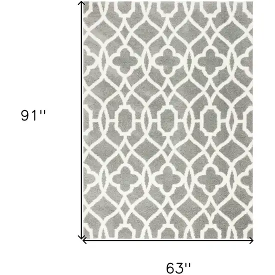 Grey Ivory Machine Woven Ogee Indoor Area Rug Photo 3