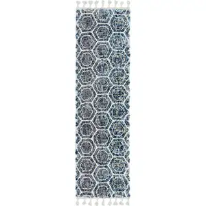 Photo of Grey Ivory Machine Woven Space Dyed Geometric Bohemian Indoor Area Rug