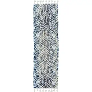 Photo of Grey Ivory Machine Woven Space Dyed Geometric Bohemian Indoor Area Rug