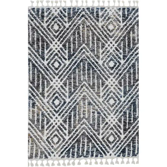 Grey Ivory Machine Woven Space Dyed Geometric Bohemian Indoor Area Rug Photo 3