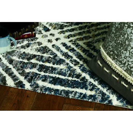 Grey Ivory Machine Woven Space Dyed Geometric Indoor Area Rug Photo 3