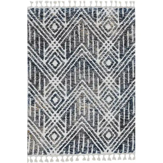 Grey Ivory Machine Woven Space Dyed Geometric Indoor Area Rug Photo 2