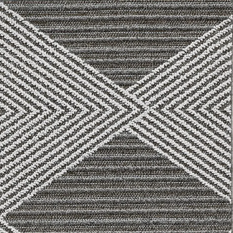 Grey Ivory Machine Woven UV Treated Diamonds Indoor Outdoor Runner Rug Photo 4