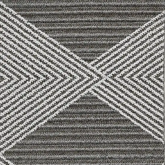 Grey Ivory Machine Woven UV Treated Diamonds Indoor Outdoor Runner Rug Photo 4