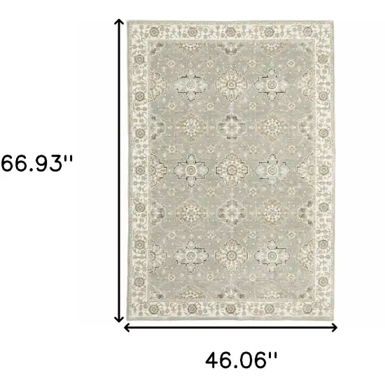 Grey Ivory Tan Brown And Gold Oriental Power Loom Stain Resistant Area Rug Photo 5