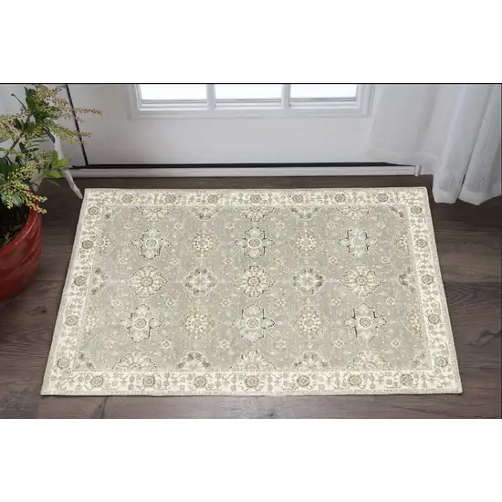 Gray and Ivory Oriental Power Loom Area Rug Photo 1