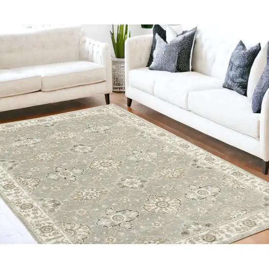 Gray and Ivory Oriental Power Loom Area Rug Photo 1