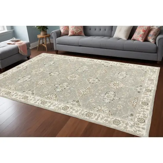 Gray and Ivory Oriental Power Loom Area Rug Photo 1