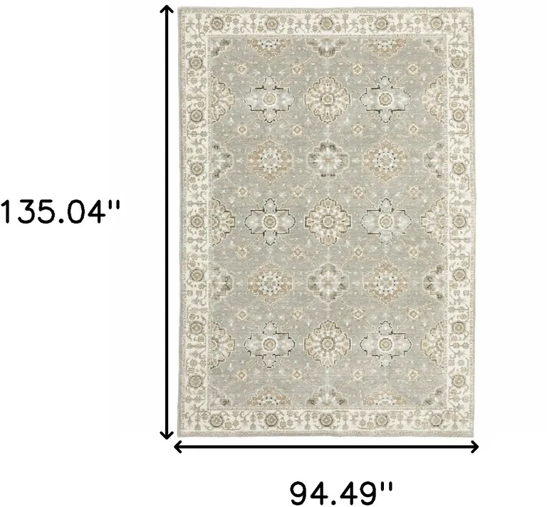 Grey Ivory Tan Brown And Gold Oriental Power Loom Stain Resistant Area Rug Photo 5