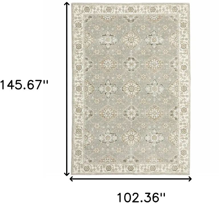 Grey Ivory Tan Brown And Gold Oriental Power Loom Stain Resistant Area Rug Photo 5