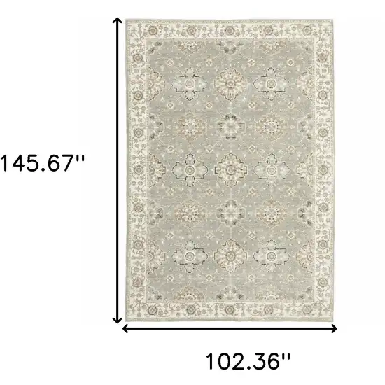 Grey Ivory Tan Brown And Gold Oriental Power Loom Stain Resistant Area Rug Photo 5