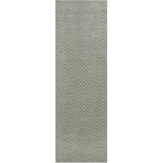 7' Gray Jute Chevron Hand Woven Runner Rug Photo 2