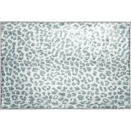 Grey Leopard Print Shag Handmade Non Skid Area Rug Photo 5