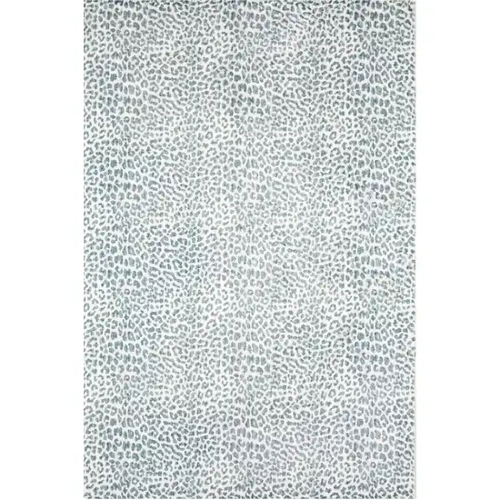 Grey Leopard Print Shag Handmade Non Skid Area Rug Photo 5