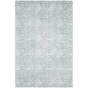 Photo of Grey Leopard Print Shag Handmade Non Skid Area Rug