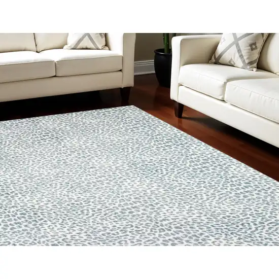 Grey Leopard Print Shag Handmade Non Skid Area Rug Photo 1