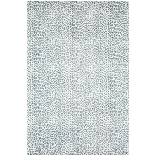 Grey Leopard Print Shag Handmade Non Skid Area Rug Photo 1