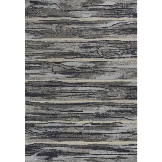 Grey Machine Woven Abstract Brushstroke Indoor Area Rug Photo 2