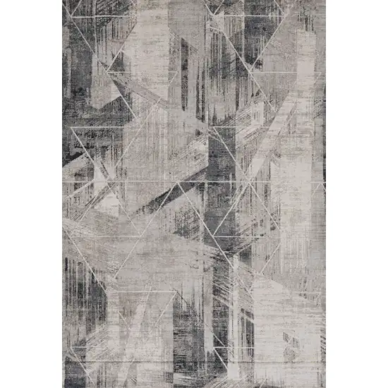 Grey Machine Woven Abstract Geometric Indoor Area Rug Photo 2