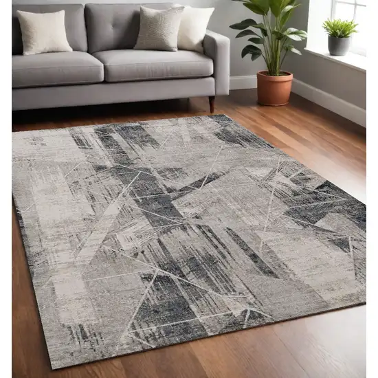 Grey Machine Woven Abstract Geometric Indoor Area Rug Photo 1