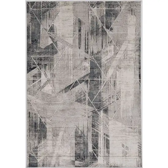 Grey Machine Woven Abstract Geometric Indoor Area Rug Photo 2