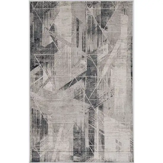 Grey Machine Woven Abstract Geometric Indoor Area Rug Photo 1