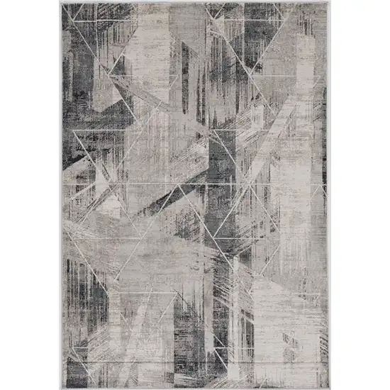 Grey Machine Woven Abstract Geometric Indoor Area Rug Photo 1