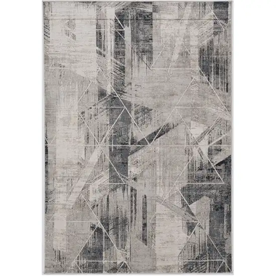 Grey Machine Woven Abstract Geometric Indoor Area Rug Photo 2