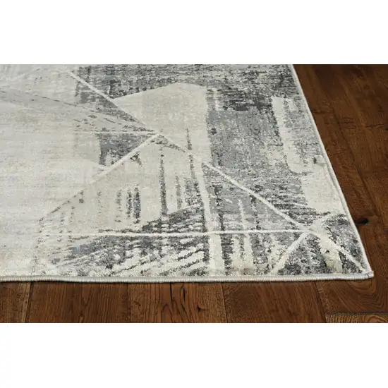 Grey Machine Woven Abstract Geometric Indoor Runner Rug Photo 3