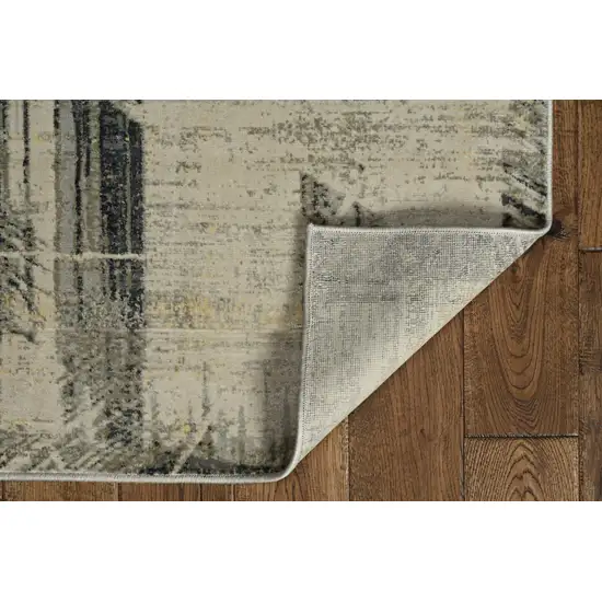 Grey Machine Woven Abstract Geometric Indoor Runner Rug Photo 5