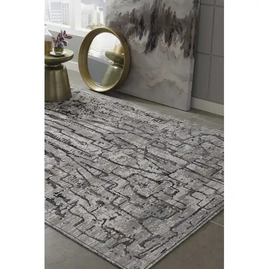 Grey Machine Woven Abstract  Indoor Area Rug Photo 2