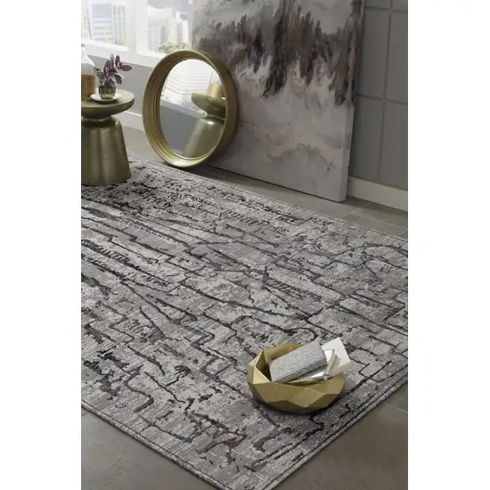 Grey Machine Woven Abstract  Indoor Area Rug Photo 3