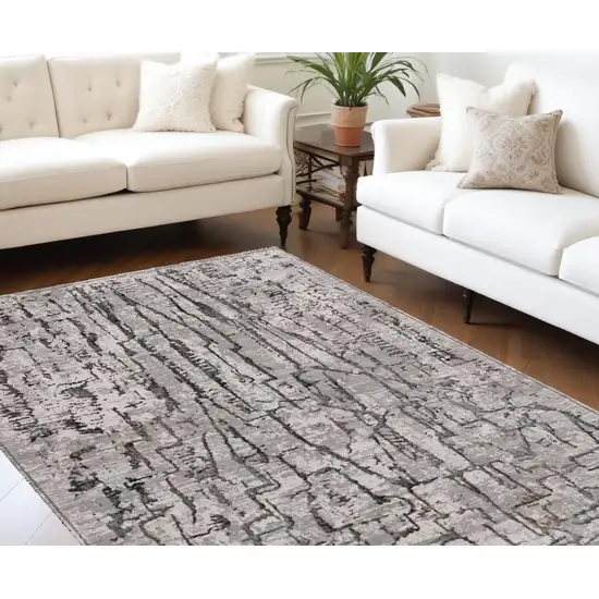 Grey Machine Woven Abstract Indoor Area Rug Photo 1