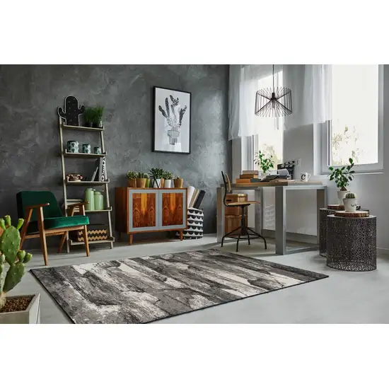 Grey Machine Woven Abstract Indoor Area Rug Photo 6