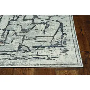 Photo of Grey Machine Woven Abstract  Indoor Runner Rug