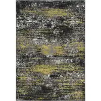 Photo of Grey Machine Woven Abstract Indoor Runner Rug