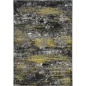 Photo of Grey Machine Woven Abstract Indoor Runner Rug