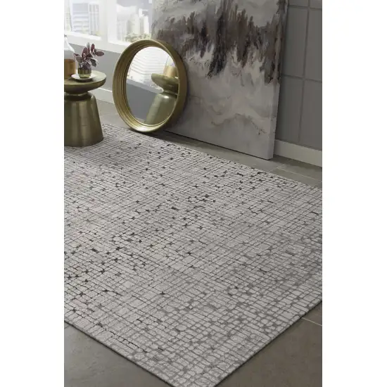 Grey Machine Woven Abstract Lines Indoor Runner Rug Photo 4