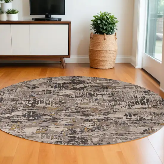 8' Gray Round Area Rug Photo 1