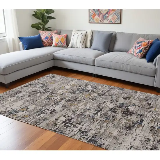 Grey Machine Woven Abstract Splatter Indoor Area Rug Photo 1