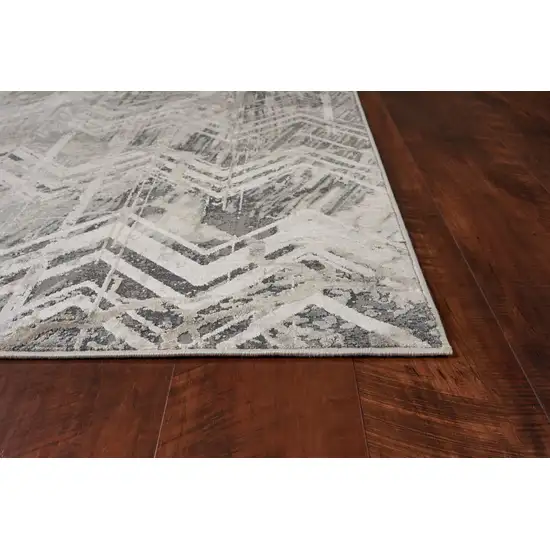 Grey Machine Woven Distressed Chevron Indoor Runner Rug Photo 4