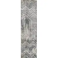 Photo of Grey Machine Woven Distressed Chevron Indoor Runner Rug