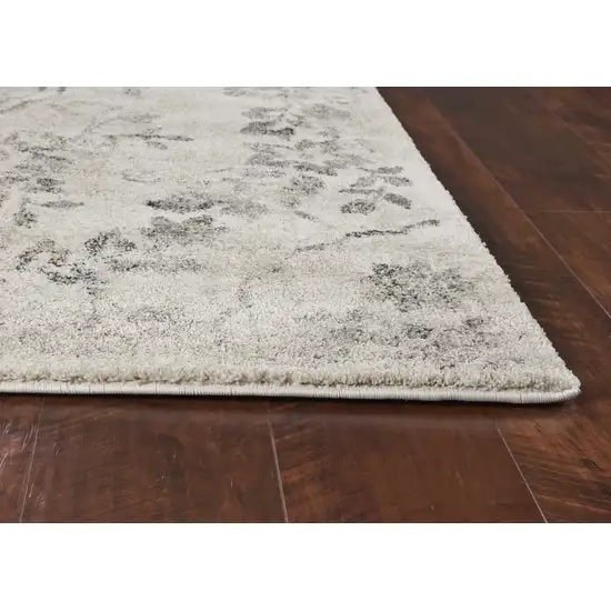 Grey Machine Woven Distressed Floral Medallion Indoor Area Rug Photo 4