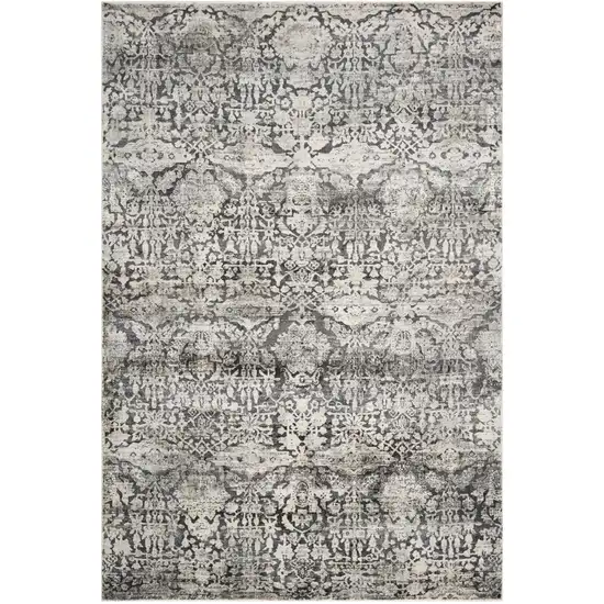 Gray Floral Area Rug Photo 2