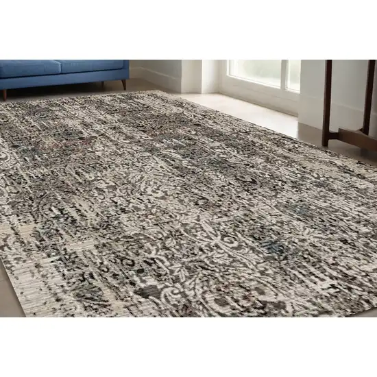 Grey Machine Woven Distressed Traditional Indoor Area Rug Photo 1